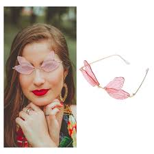 2 Pairs Frameless Sunglasses Dragonfly Wing Gemstone Lid Vest Miss Red