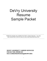 Devry University Resume Sample Packet Manualzz Com