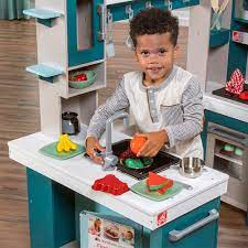Grand Walk In Wood Kitchen In 2021 Kids Play Kitchen Diy Kids Kitchen Kids Play Kitchen Set