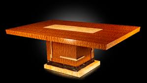 Birdseye maple extendable dining table has a stunning birdseye maple inset on its top that has been wafted with a sheer ecru finish and trimmed in soft radiance. Quilted Maple Finewoodworking