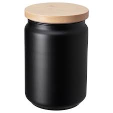 Eklatera Black Jar With Lid Ikea In 2020 Glass Jars Food Storage Containers Jar