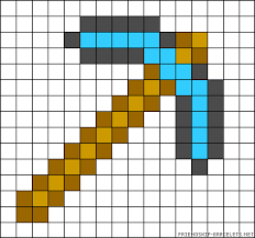 Minecraft Diamond Pick Perler Bead Pattern Strijkkralen Patroon Voor Pick Axe Minecraft Beads Hama Beads Minecraft Minecraft Pattern