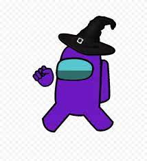 Hd Purple Among Us Crewmate Character With Witch Hat Png Purple Background Images Witch Hat Png