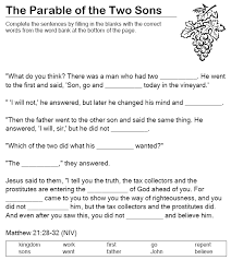 Parable Of Two Sons Fill In The Blank Sermons4kids