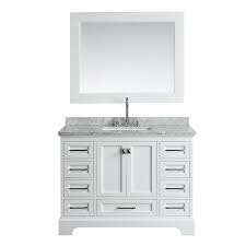 Whether you're brushing your teeth, shaving, styling your hair or putting on makeup, one of lowe's bathroom vanities with tops will be the activity center of your bathroom. Design Element Omega 48 In White Undermount Single Sink Bathroom Vanity With White Marble Top Mirror Included In The Bathroom Vanities With Tops Department At Lowes Com