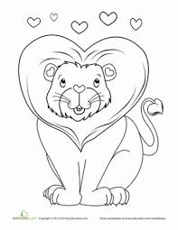 The lion coloring pages allow the kids to explore their creative potential besides being a source of inspiration and imagination. Valentine S Day Lion Worksheet Education Com