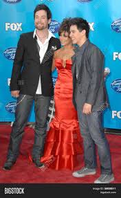 To the male motown group number with clark beckham, danny gokey, george huff, elliott yamin, and brandon rogers; David Cook Paula Abdul Image Photo Free Trial Bigstock