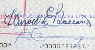 Harold Ballard HOFer Signed Cheque NHL Toronto Maple Leafs Donald Crum