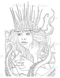 Coloring pages are fun for children of all ages and are a great educational tool that helps children develop fine motor skills, creativity and color recognition! Sea Witch Fantasy Art Coloring Book Page Elvenstarart