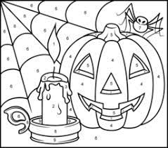 Halloween color by number printable. Halloween Coloring Pages