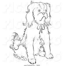 Use these images to quickly print coloring pages. Clip Art Of A Cavalier King Charles Spaniel Dog Sitting On Ground Black And White Line Art By Picsburg 56505