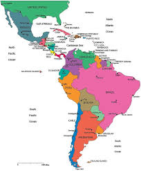For the pictures with asterisks, name what country it is; Political Map Of Latin America