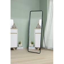 Heavily antiqued mirror panes are framed in forged metal finished in dark maple wash with golden highlights and burnished details. Handbird Modern Black Metal Frame Full Length Mirror Dressing Floor Mirror Free Standing