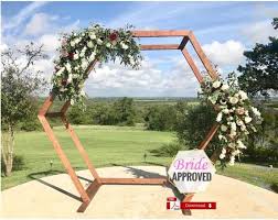 White rose silk flower swag for front door/wedding arch/arbor/archway/backdrop decor, fake flower swag, realistic wedding hanging flowers. Hexagon Wedding Arbor Diy Plans Pdf Backyard Trellis And Etsy In 2021 Hexagon Wedding Diy Wedding Arch Wedding Arch