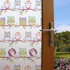 Cartoon Owl Static Privacy Frosted Window Tint Film Kids Bedroom Glass Sticker Window Tint Film Window Film Privacy Stained Glass Decor