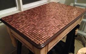 How To Make A Penny Top Coffee Table Diy Penny Table Penny Table Tops Diy Coffee Table