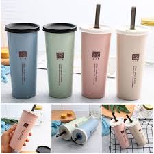 Made of insulated foam with multicolor disposable cups, in addition to disposable plastic plates and disposable cutlery and plastic events where guests sample different beverages may call for small cups, while large cups can give guests. 1pc Hot Portable Large 470ml Wheat Straw Water Cup With Straws Multi Functional Double Lid Cola Coffee Plastic Cup Drin Cup With Straw Wheat Straw Drinking Cup