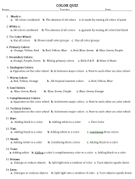 Color Quiz Color Quiz Art Classroom Art Lessons