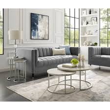 Shop Silver Orchid Frederick Natural Round Marble End Or Coffee Table Set Of 2 Overstoc In 2020 Elegant Living Room Furniture Silver Living Room Table Coffee Table