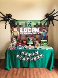 Minecraft Birthday Party Ideas Photo 1 Of 18 Minecraft Party Decorations Minecraft Birthday Party Minecraft Birthday