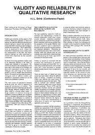 Pdf Validity And Reliability In Qualitative Research