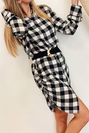 Vestito batuffoli con filo riciclato. Vicolo Vestito Camicia A Quadri Bianco E Nero Calibro Shop
