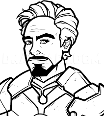 Add two short horizontal lines at the top but leave a wide gap in the middle. How To Draw Tony Stark Robert Downey Jr Iron Man 3 Step By Step Drawing Guide By Dawn Dragoart Com