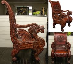 Carved Hardwood Dragon Chair Chair Gothic Furniture Carved Furniture