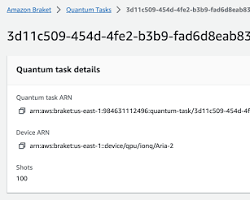 Image of creating a quantum task in the AWS Braket console