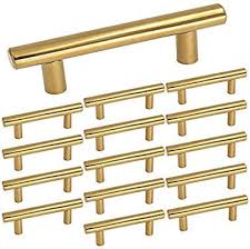 Homdiy 3in Brushed Brass Cabinet Pulls Modern Gold T Bar Kitchen Cabinet Door Handles And Drawer Cabinet Door Handles Brass Cabinet Handles Brass Cabinet Pulls