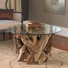 5.0 out of 5 stars. Teak Driftwood Round Glass Coffee Table