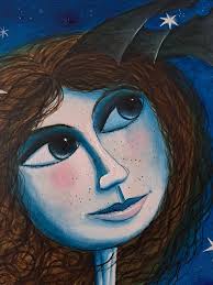 Fish rider girl with holes in the umbrella