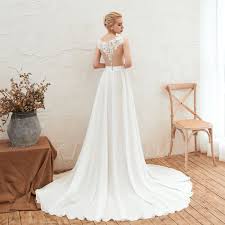 Maybe you would like to learn more about one of these? Sommer Strand Boho Brautkleid Chiffon Spitze Transparent Mit Schlitz Schleppe