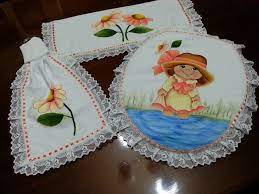 Juego De Bano Pintura En Tela Con Imagenes Pintura En Tela Manualidades Pinturas