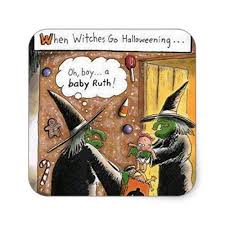 Halloween Funny Witches Trick Or Treat Square Sticker Zazzle Com Halloween Jokes Halloween Cartoons Halloween Memes