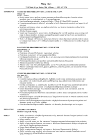 Certified Registered Nurse Anesthetist Resume Samples Velvet Jobs