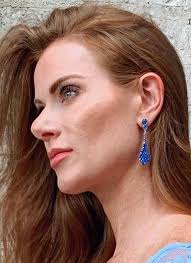 BROOKE Crystal Drop Earrings in Blue Zircon by Stefanie Somers