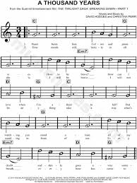 Christina Perri A Thousand Years Sheet Music For Beginners In C Major Download Print Trumpet Sheet Music Cello Music Flute Sheet Music