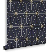 Prism Navy Gold Wallpaper Large Gold Wallpaper For Walls Navy Wallpaper Gold Wallpaper