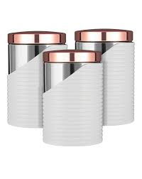Store your tea coffee and sugar in one of our stylish canisters. Tower Linear White Tea Coffee Sugar Set Oxendales