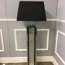 Floating Crystal Black Glass Mirrored Floor Lamp Picture Perfect Home Bedroom Mirror Floor Mirror Floor Lamp
