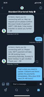 Jan 10, 2021 · the second method is the demand for a charge back. Standard Chartered On Twitter Hi Rohit Thank You For Bringing This To Our Attention May We Know The Mode Of Payment Neft Bill Desk Visa Money Transfer Via Dm Stancharthelpin