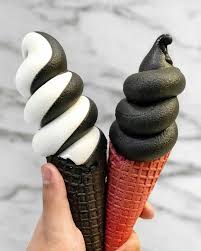 Black And White Ice Cream Real Pin By Alexis On Sweet Tooth Black Ice Cream Soft Serve Ice Cream Ice Cream Desserts