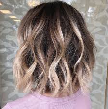 Virgin Brown Balayage Short Hair Balayage Lob Haircut Blonde Balayage Highlights