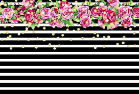 Black And White Stripes With Flowers Background Black And White Stripes Floral Photo Backdrop For Birthday Party Vinyl Photography Backgro Background For Photography Baby Shower Background Floral Photography