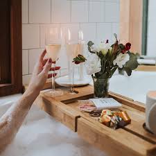 The bambsi bath caddy tray is a glamorous and elegant bathroom accessory. Buy Pristine Bamboo Bath Caddy Tray For Tub Expandable Bath Tray For Two Bath Tub Tray For Bath With Ipad Iphone Book And Wine Glass Holder Calming Natural Online In