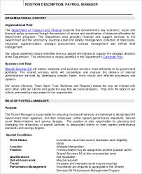 The automotive sales managers have to manage the whole sales operation in the company and they are ones who report the sales figures to the top management. Free 9 Payroll Manager Job Description Samples In Ms Word Pdf