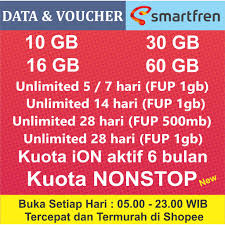 Feb 11, 2021 · paket nelpon adalah salah satu hal yang kini masih jadi kebutuhan di setiap kartu perdana telkomsel, baik itu kartu simpati, as, maupun loop. Paket Kuota Data Smartfren Unlimited Mifi Ion Nonstop Murah Shopee Indonesia