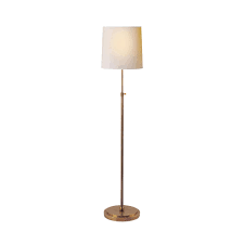A smart antique brass plated task floor lamp with an easily accessible 3 stage touch dimmer switch, directional handle and flexible stem allows you to adjust the light to any chosen position. J Randall Powers Hackney 52 Inch Floor Lamp Capitol Lighting