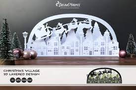 Download 3d Christmas Village Svg Christmas Svg 3d Layered Design 1038162 Paper Cutting Design Bundles